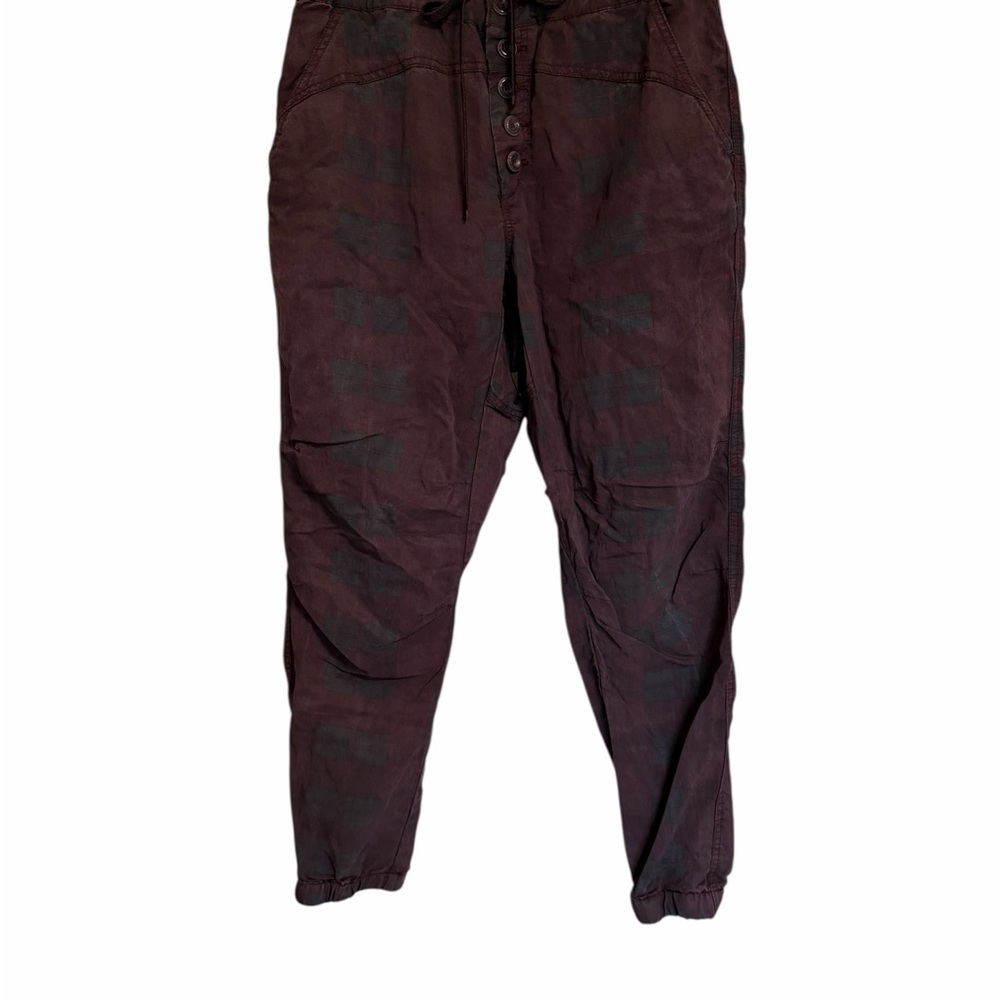 Anthropologie Deep Burgundy & Charcoal Joggers